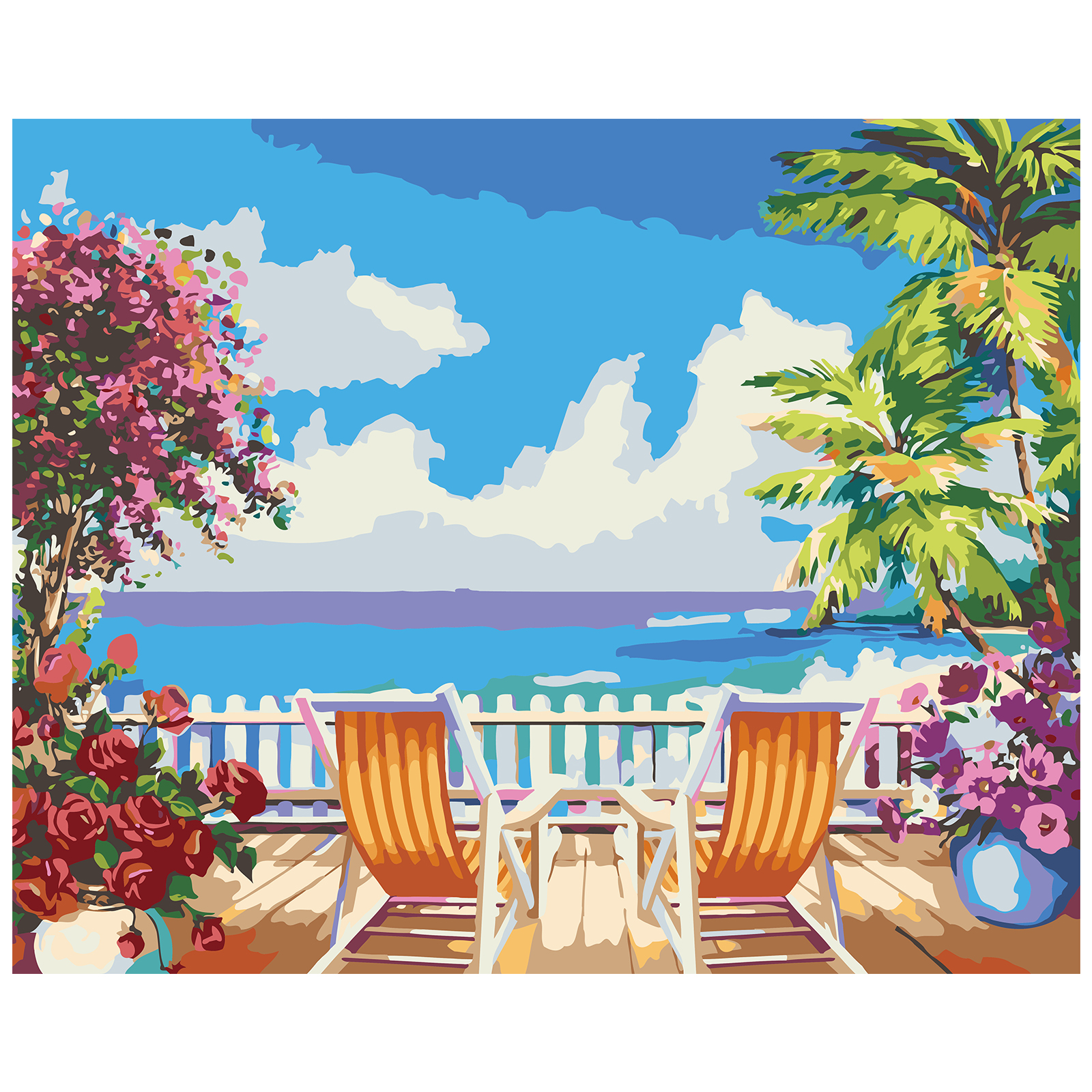 VOCHIC DIY Paint by Number Beach Landscape on Canvas Painting Kit for Adults  Home Wall Decor 16x20 In (Without Frame) 